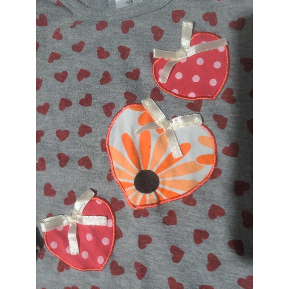 Littoe Potatoes Toddler Girl Gray Long Sleeve Top With Hearts Tulle Hem. Size 4 - Picture 5 of 6